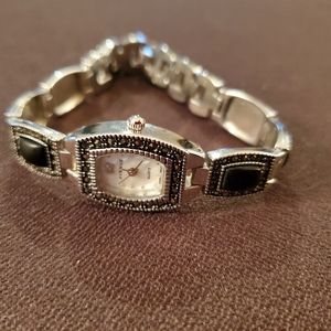 Black and silver watch